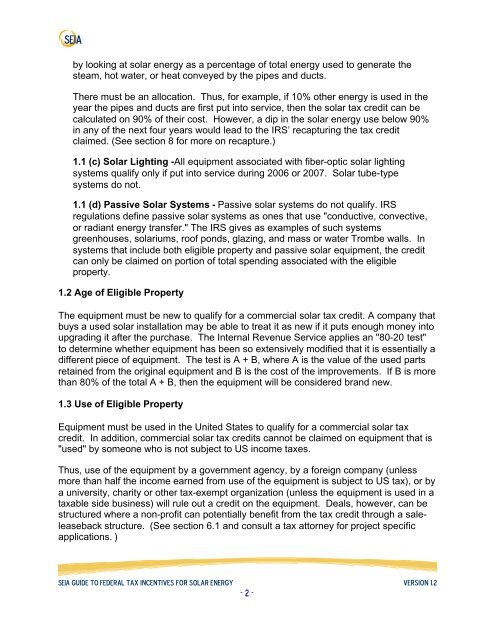 SEIA Guide to Federal Tax Incentives for Solar Energy - Solar Power ...