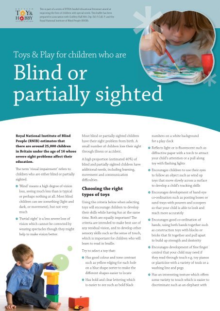 Toys and Play for children who are blind or partially sighted ... - RNIB