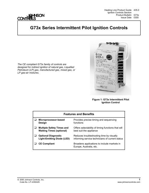G73x Series Intermittent Pilot Ignition Controls ... - ShanControls