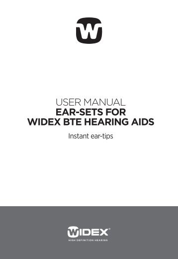 User manual, Instant ear-tips for Widex BTE hearing aids