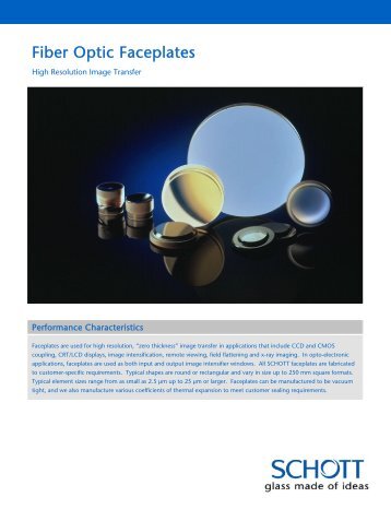 Fused Fiber Optic Faceplates Datasheet - SCHOTT North America