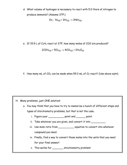 Chemistry I 9.1 â Calculating Quantities in Reactions Objectives and ...