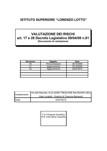 Documento di valutazione dei rischi - l. lotto