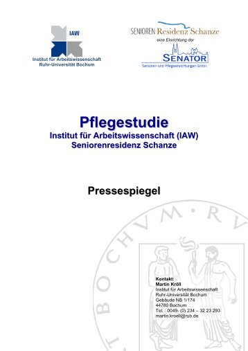 Pressespiegel zur Pflegestudie - Institute for Applied Work Science ...