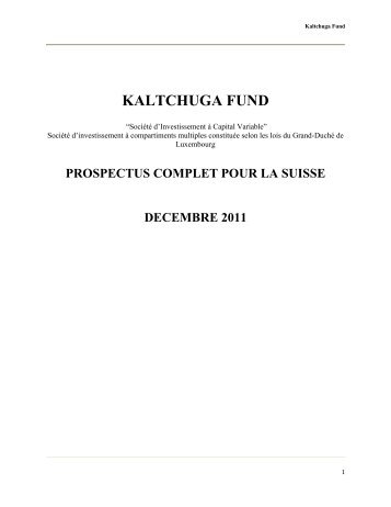 KALTCHUGA FUND - Carnegie Fund Services