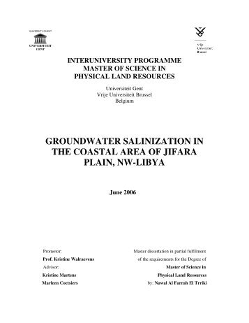 groundwater salinization in the coastal area of jifara plain, nw-libya