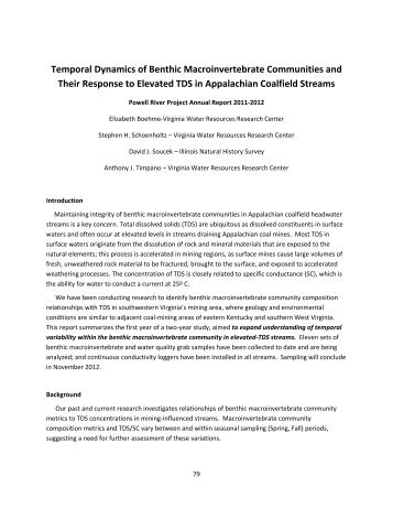 Temporal Dynamics of Benthic Macroinvertebrate Communities and ...