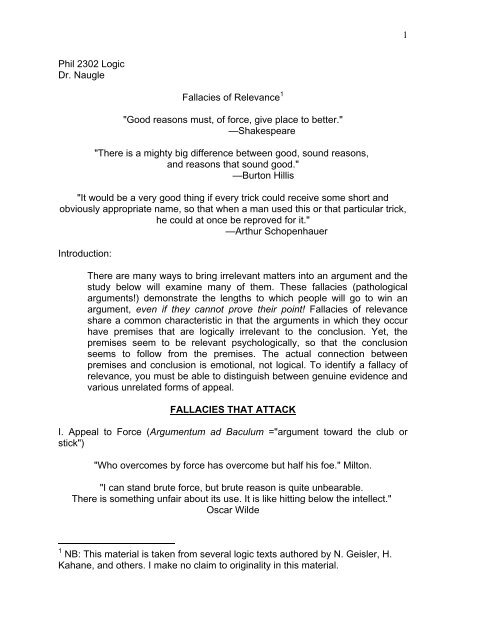 Fallacies Of Relevance