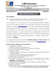 PG Dental Counselling call letter 2012 - JSS University, Mysore