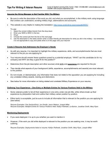 Guide - Veteran Resume Veteran Resume Samples (1)