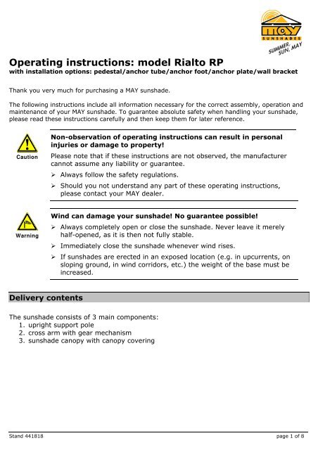 Rialto Operating Instructions (PDF)