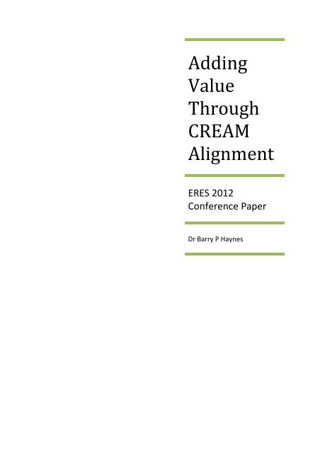 Adding Value Through CREAM Alignment
