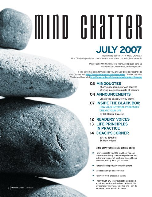 Mind Chatter #174 (July, 2007) (PDF) - Centerpoint Research Institute
