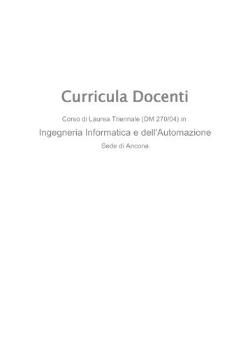 270 - Curriculum Docente - FacoltÃ  di Ingegneria - UniversitÃ  ...