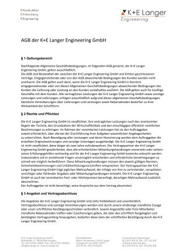 AGB der K+E Langer Engineering GmbH