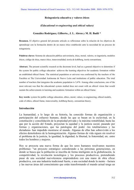 12. Reingenieria educativa y valores Ã©ticos. 3(2 ... - Spentamexico.org