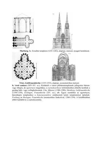 Marburg, Sz. ErzsÃ©bet templom (1235-1283), alaprajz, metszet ...