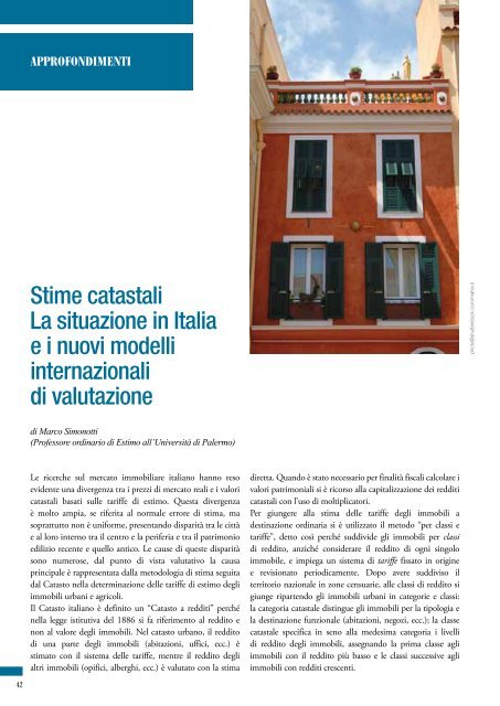 Stime catastali La situazione in Italia e i nuovi modelli internazionali ...