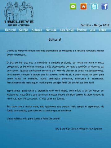 Fanzine - I Believe - Bon Jovi Portugal