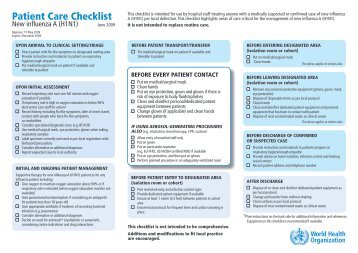 Patient Care Checklist: new influenza A (H1N1)