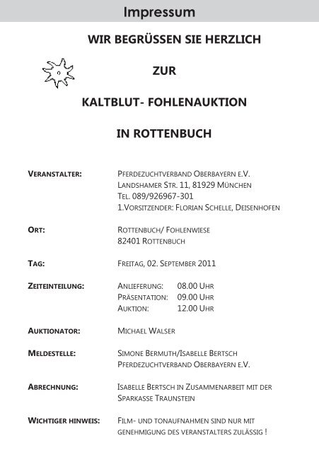 Rottenbuch Kaltblut - Pferdezuchtverband Oberbayern eV