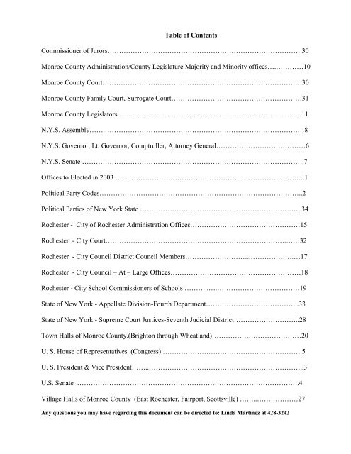 2003 Monroe County Elected Officials List