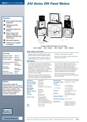 240 Series DIN Panel Meters - Crompton Western Canada Inc.