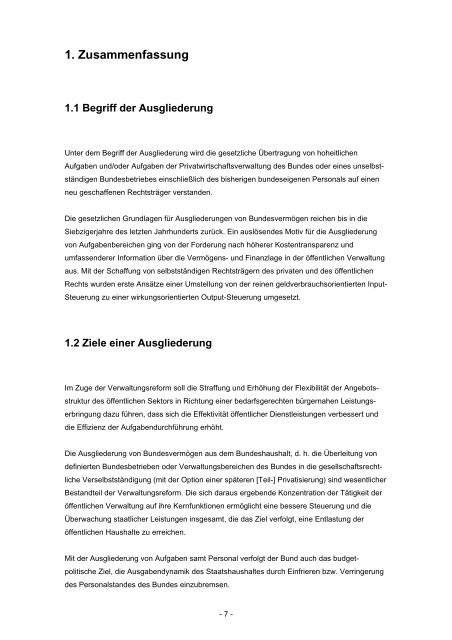 AUSGLIEDERUNGSHANDBUCH - Bundesministerium für Finanzen