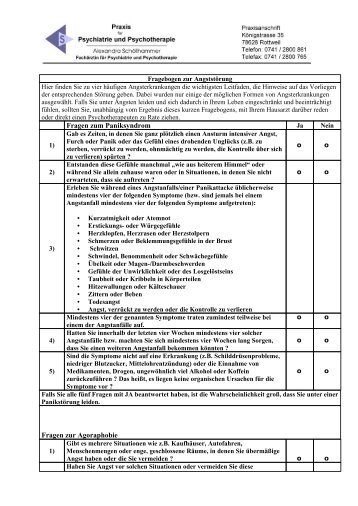 Fragebogen zur Angsterkrankung - Praxis für Psychiatrie und ...