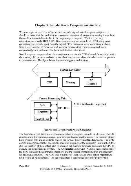 Chapter 5: Introduction to Computer Architecture - Edwardbosworth ...