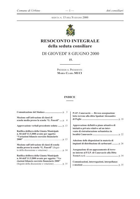 RESOCONTO INTEGRALE della seduta consiliare - Comune di ...