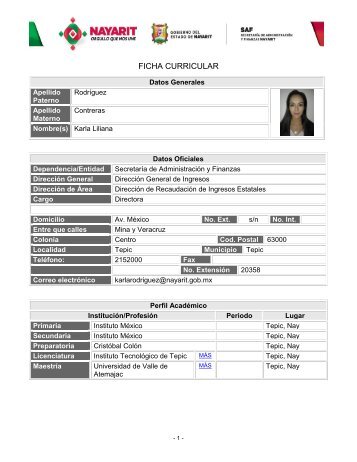 Ficha Curricular - SecretarÃ­a de AdministraciÃ³n y Finanzas