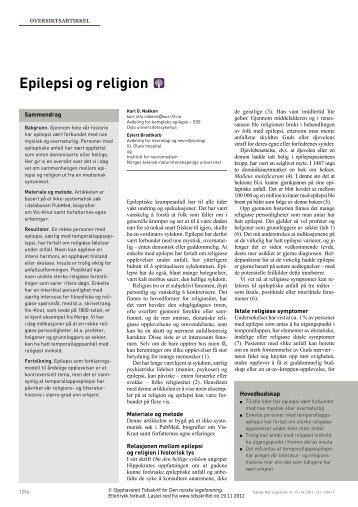 Epilepsi og religion1294 - Tidsskrift for Den norske lÃ¦geforening
