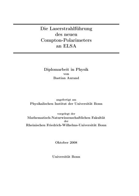 Die Laserstrahlführung des neuen Compton-Polarimeters an ELSA