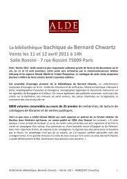 La bibliothÃ¨que bachique de Bernard Chwartz Vente ... - Vinomedia