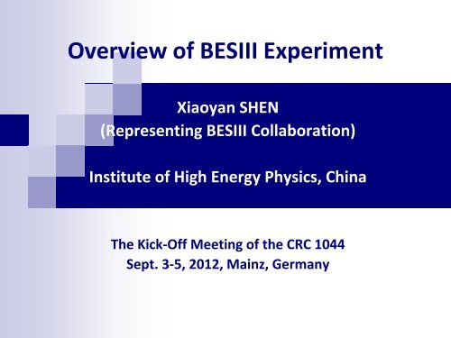 Xiaoyan Shen (IHEP, Chinese Academy of Sciences, China)