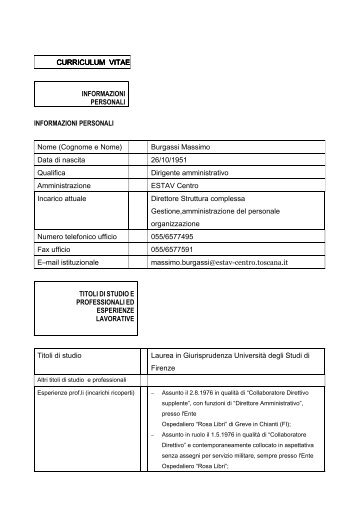 CURRICULUM VITAE Burgassi - Estav Centro