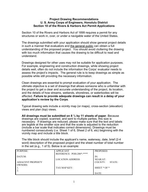 Rivers & Harbors Act - Â§ 10 Drawings - Honolulu District - U.S. Army