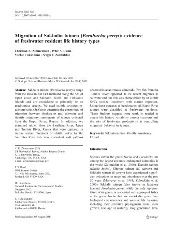 Migration of Sakhalin taimen (Parahucho perryi) - Alaska Science ...