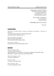 CV English JM DurÃ¡n CabrÃ© - IEB - Institut d'Economia de Barcelona