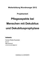 Pflegeaspekte bei Menschen mit Dekubitus und Dekubitusprophylaxe