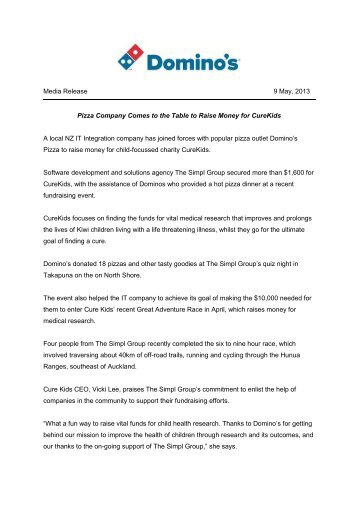 Media Release 9 May, 2013 Pizza Company ... - Domino's Pizza