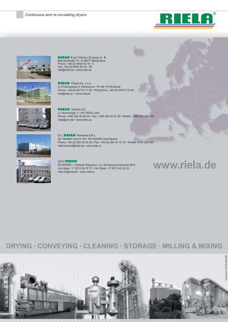Stationary and mobile dryers Overview of dryers - Riela