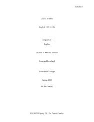 Syllabus 1 ENGL1301 Spring 2012 Dr. Patricia Cearley Course ...