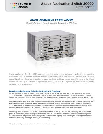 Radware Alteon 10000 Datasheet - RadAppliances.com