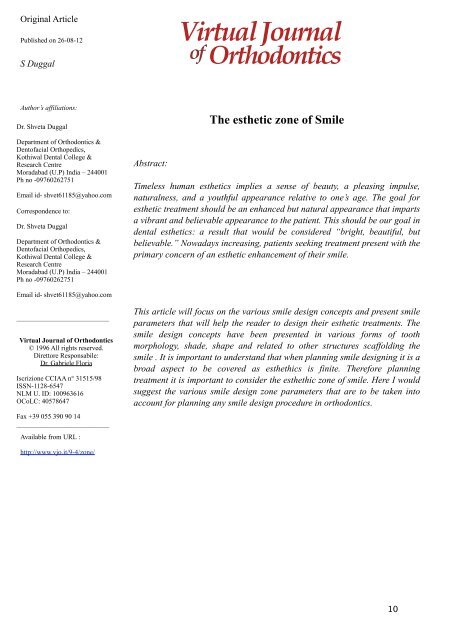 The esthetic zone of smile - Virtual Journal of Orthodontics