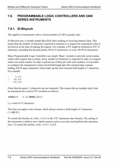 Series 2000 Communications Handbook