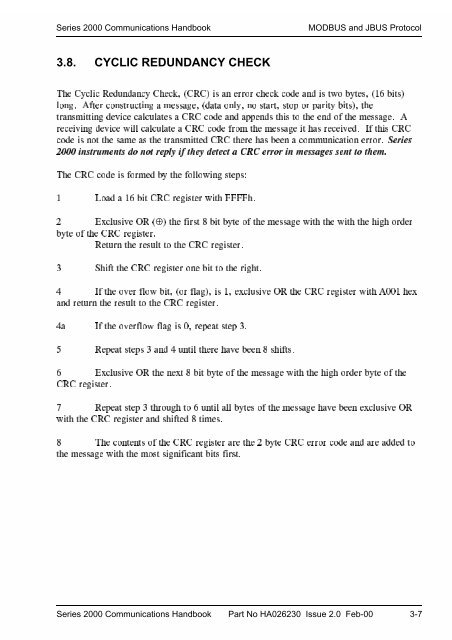 Series 2000 Communications Handbook