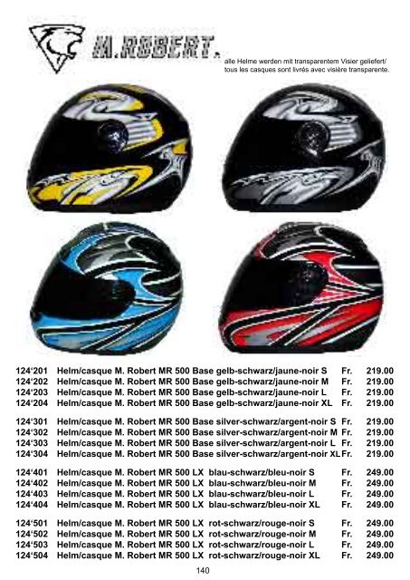 124'201 Helm/casque M. Robert MR 500 Base gelb ... - Racingparts.ch