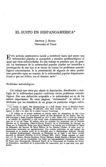 EL SUSTO EN HISPANOAMERICA* - Revista de Ciencias Sociales